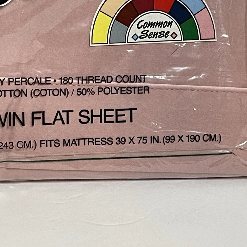 Vintage Cannon Monticello Percale Twin Flat Sheet No-Iron 180 Thread Count Mauve